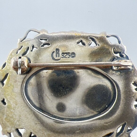 Carolyn Pollack Brooch Pin Sterling Silver Multi Gem Blue Floral Pearl Relios - Picture 7 of 8